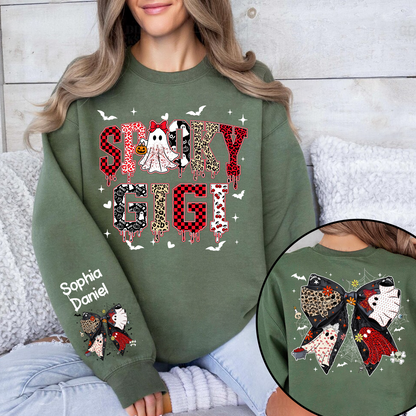 Custom Spooky Gigi And Grandkids Halloween Bow Sweatshirt