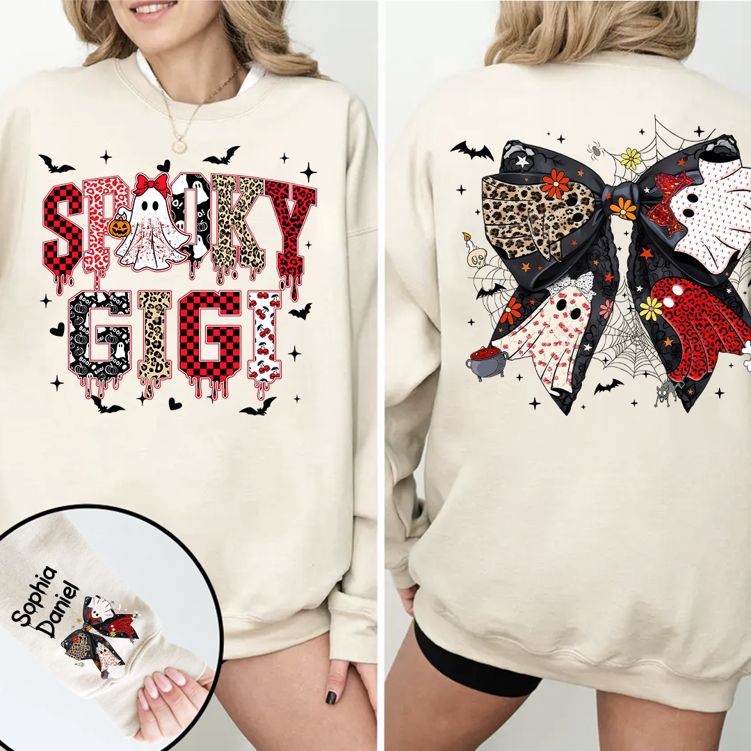 Custom Spooky Gigi And Grandkids Halloween Bow Sweatshirt