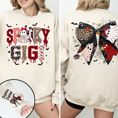Custom Spooky Gigi And Grandkids Halloween Bow Sweatshirt