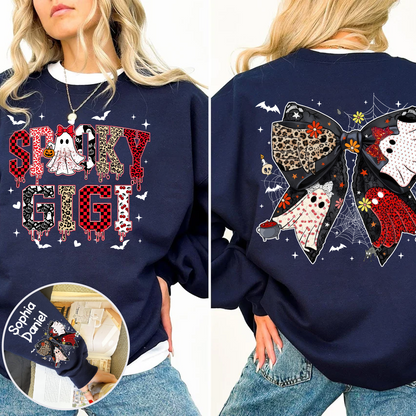 Custom Spooky Gigi And Grandkids Halloween Bow Sweatshirt