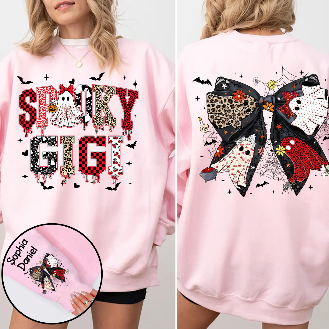 Custom Spooky Gigi And Grandkids Halloween Bow Sweatshirt