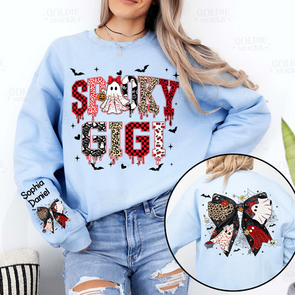 Custom Spooky Gigi And Grandkids Halloween Bow Sweatshirt