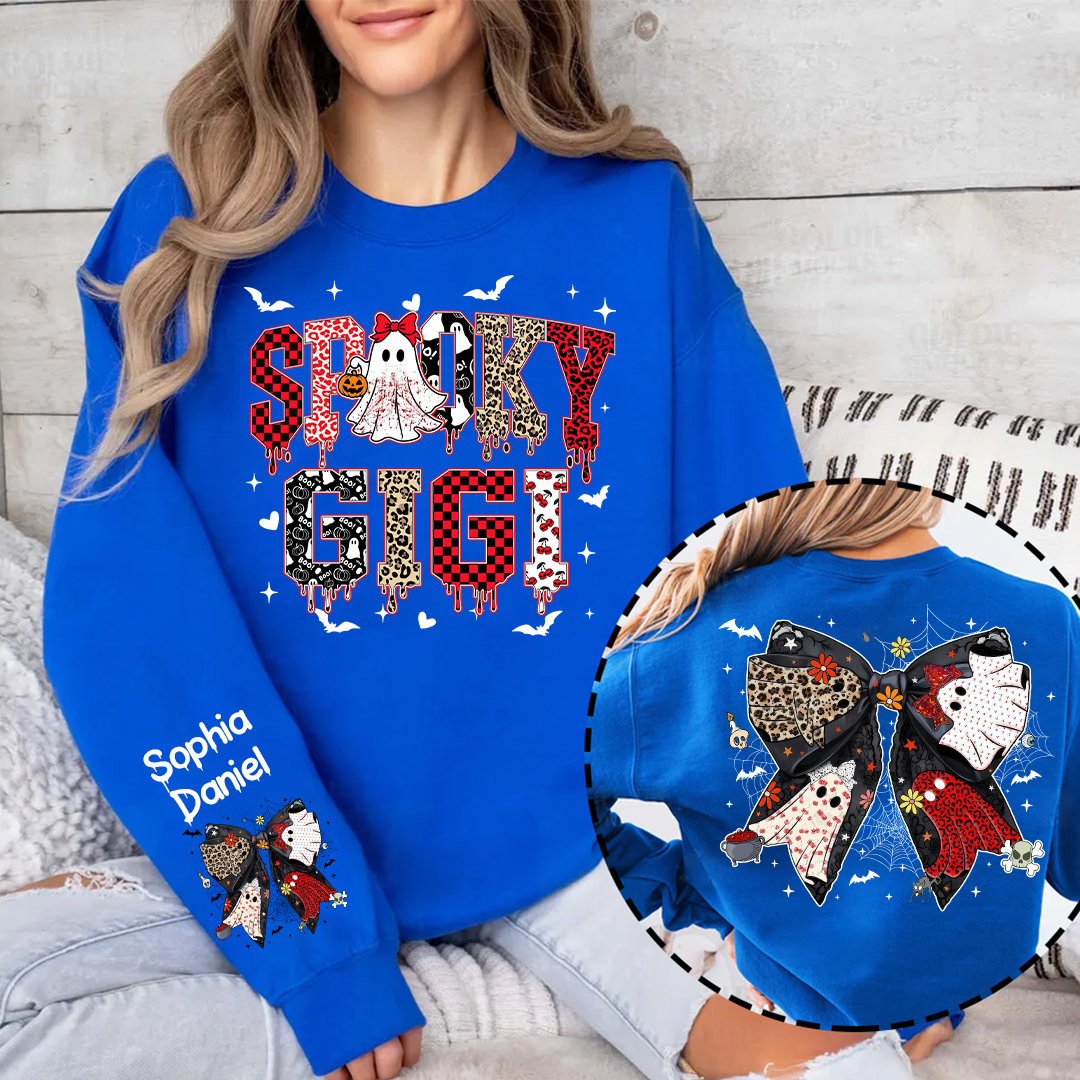 Custom Spooky Gigi And Grandkids Halloween Bow Sweatshirt
