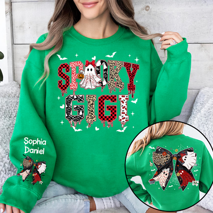 Custom Spooky Gigi And Grandkids Halloween Bow Sweatshirt