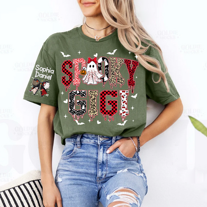 Custom Spooky Gigi And Grandkids Halloween T-shirt