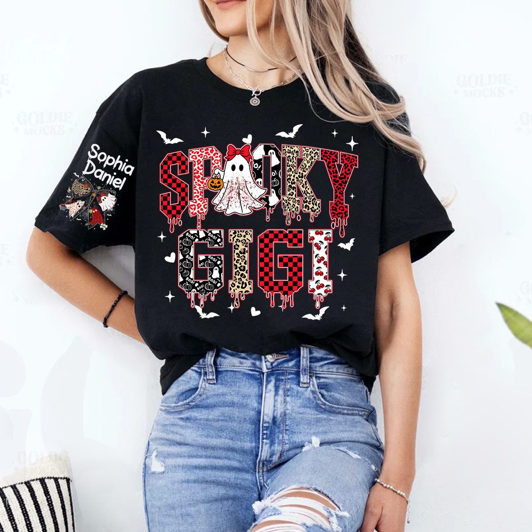 Custom Spooky Gigi And Grandkids Halloween T-shirt