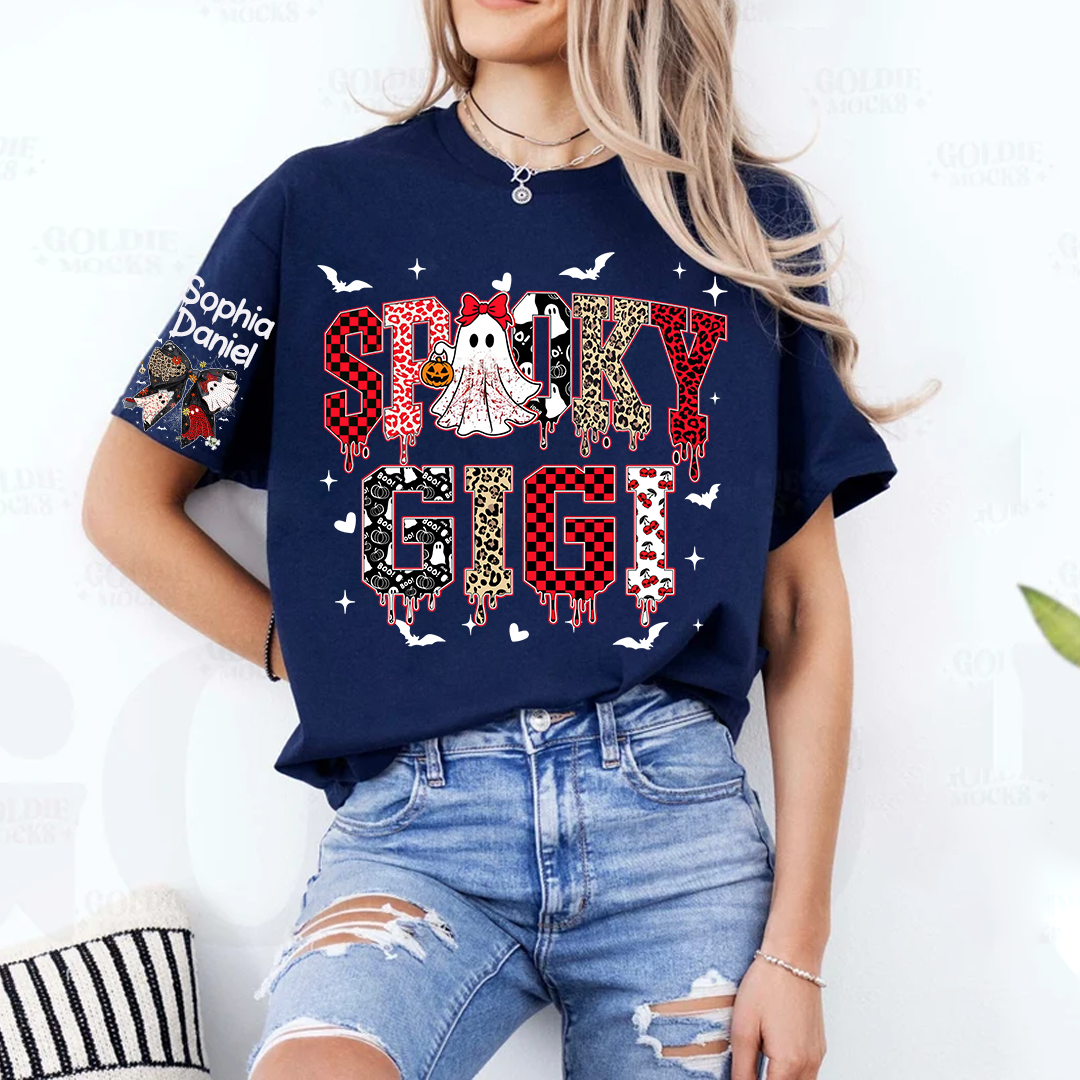 Custom Spooky Gigi And Grandkids Halloween T-shirt