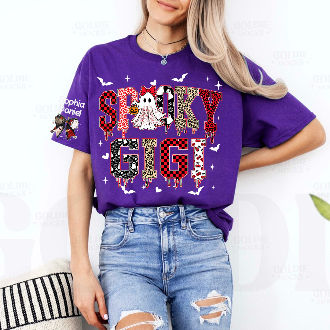 Custom Spooky Gigi And Grandkids Halloween T-shirt