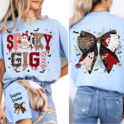 Custom Spooky Gigi And Grandkids Halloween Bow T-shirt