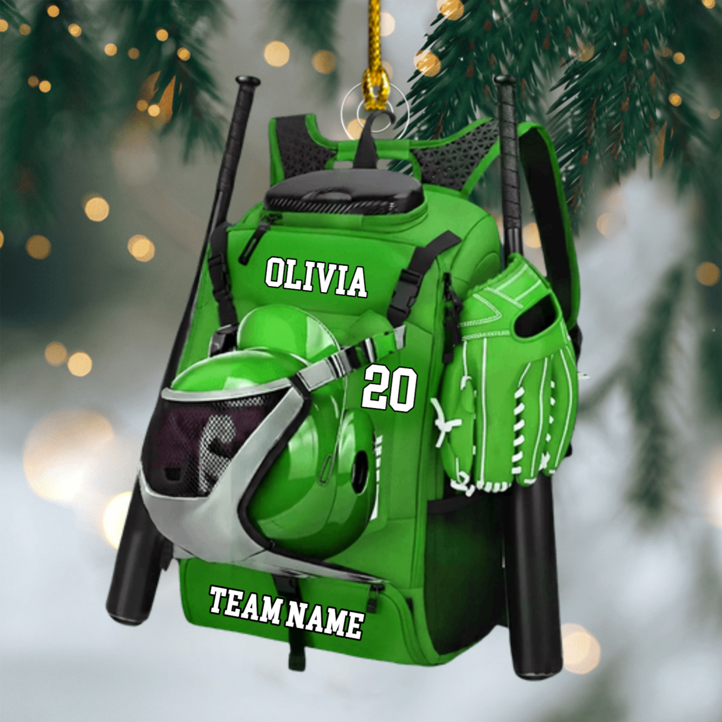 Custom Baseball & Softball Ornament – Personalized Sports Bag Design, Perfect Christmas Gift for Players and Fans Ornament