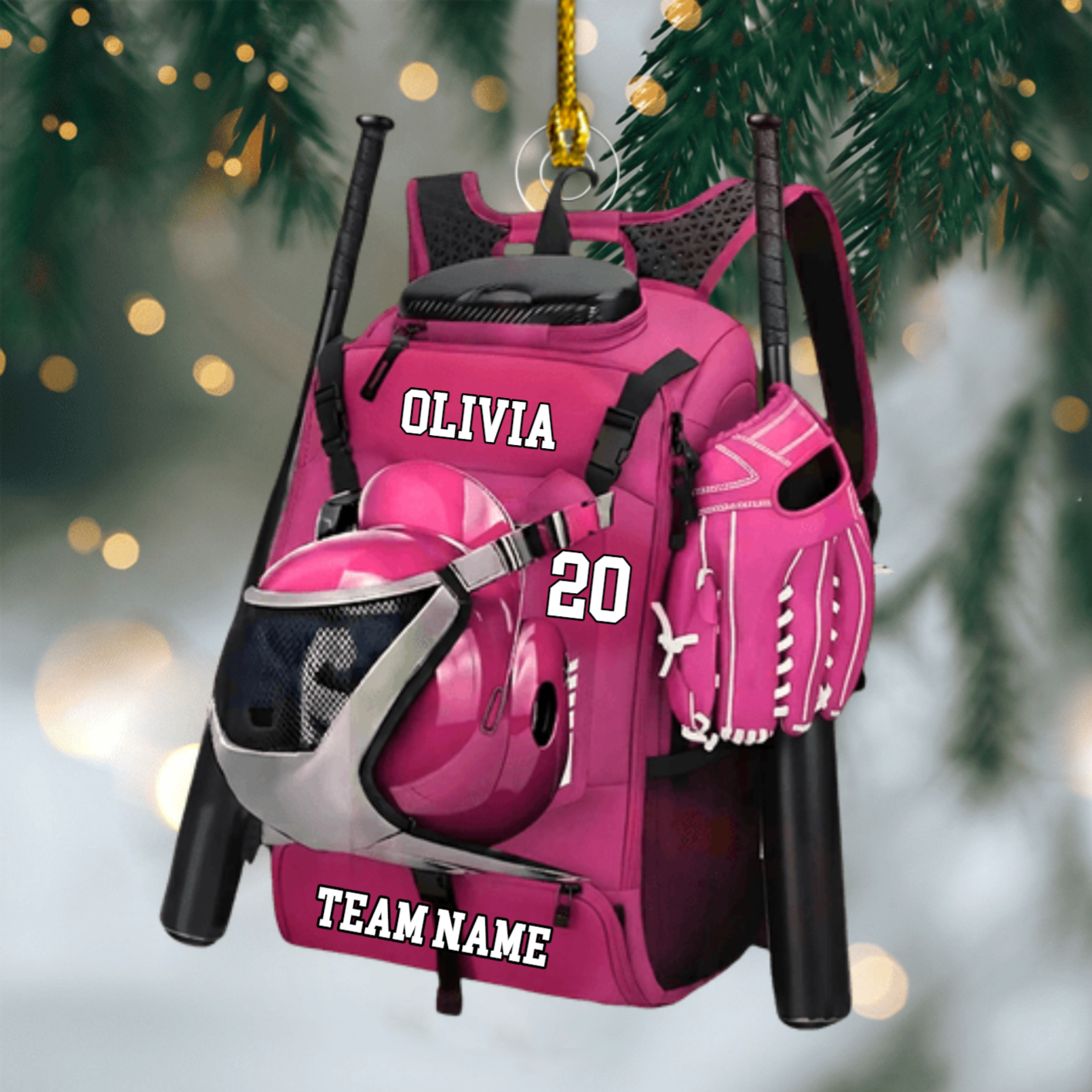 Custom Baseball & Softball Ornament – Personalized Sports Bag Design, Perfect Christmas Gift for Players and Fans Ornament