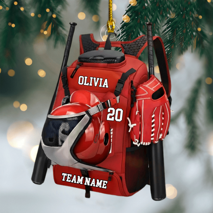 Custom Baseball & Softball Ornament – Personalized Sports Bag Design, Perfect Christmas Gift for Players and Fans Ornament