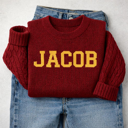 Personalized Cable Knit Sweater for Women, Custom Name Crewneck for Mom Grandma, Mothers Day Birthday Gift