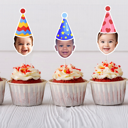 Face Cupcake Topper, Custom Baby Face Cupcake Topper, First Birthday Cupcake Topper, Printable