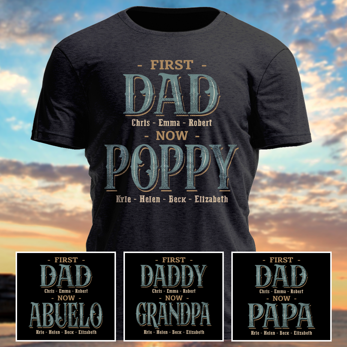 Customized Nickname And Grandkids First Dad Now Grandpa CG330 T-Shirt