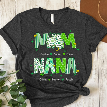 Cute St Patrick Shamrock Lucky Custom Mom Nana and Grandkids