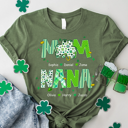 Cute St Patrick Shamrock Lucky Custom Mom Nana and Grandkids