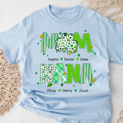 Cute St Patrick Shamrock Lucky Custom Mom Nana and Grandkids