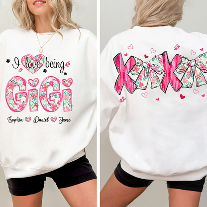 I Love Being Gigi Custom Grandma and Grandkids Sweatshirt