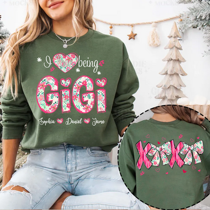 I Love Being Gigi Custom Grandma and Grandkids Sweatshirt