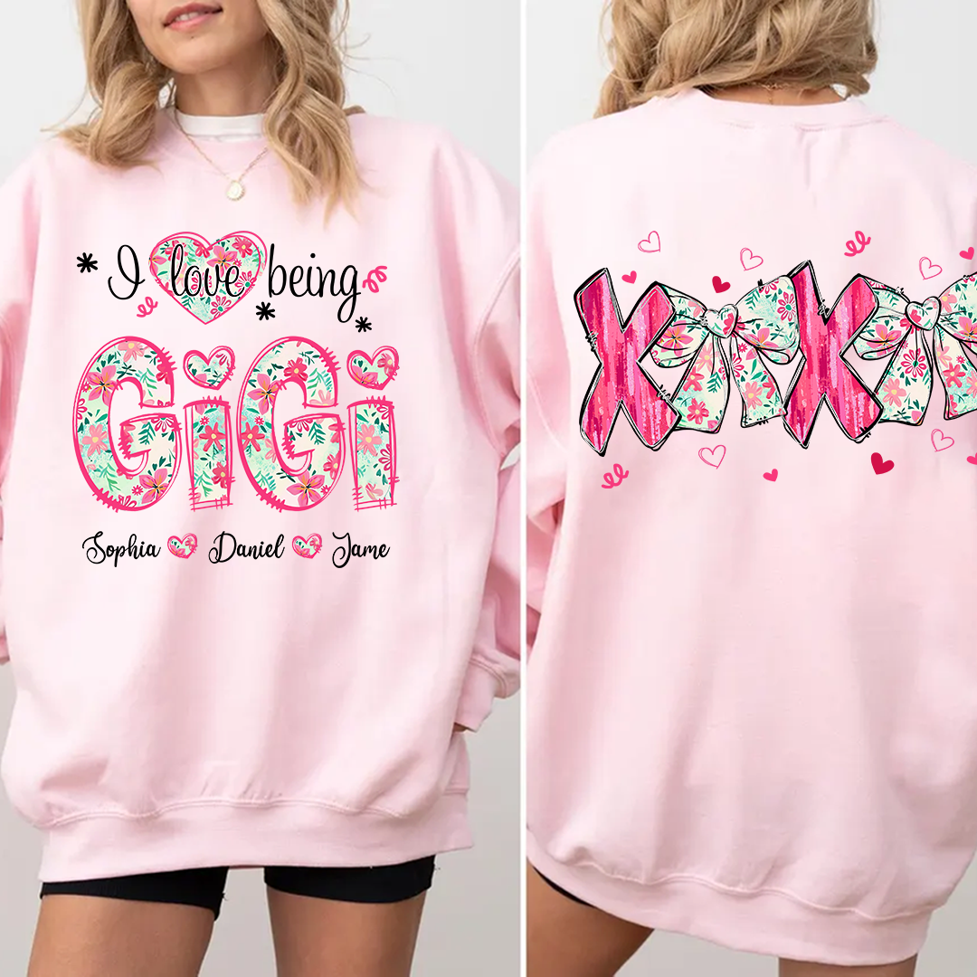 I Love Being Gigi Custom Grandma and Grandkids Sweatshirt