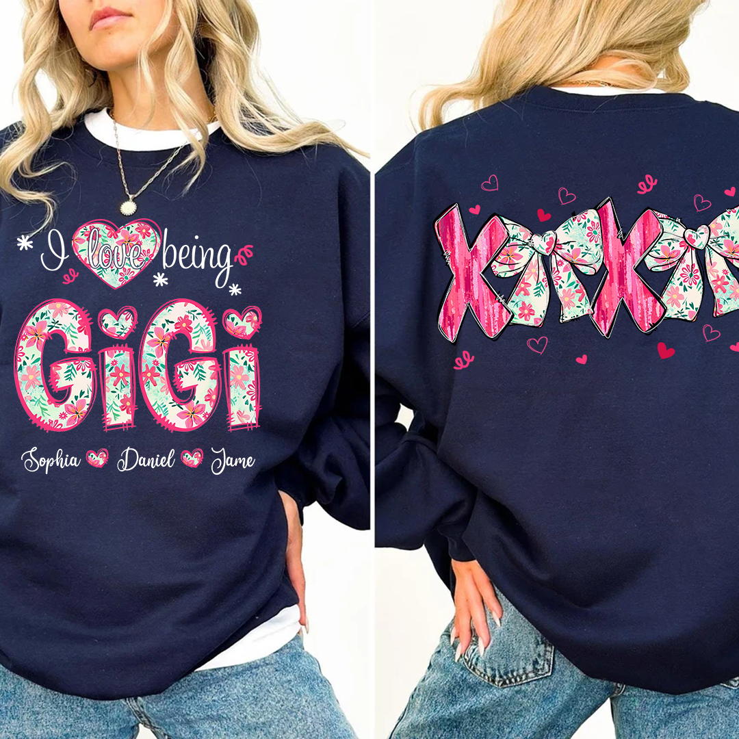 I Love Being Gigi Custom Grandma and Grandkids Sweatshirt