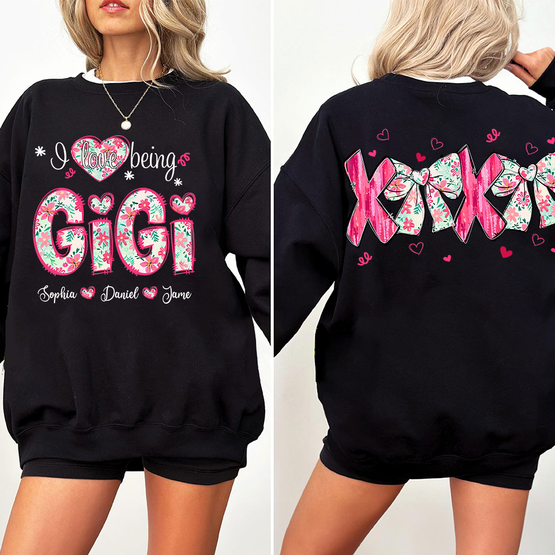 I Love Being Gigi Custom Grandma and Grandkids Sweatshirt