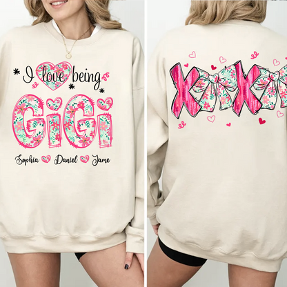I Love Being Gigi Custom Grandma and Grandkids Sweatshirt