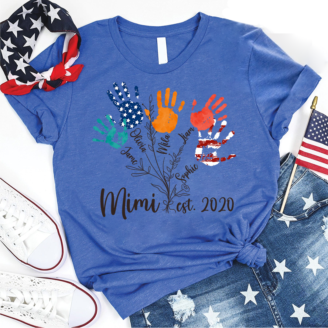 Personalized 4th Of July Gift For Grandma - Grandma Flower Hand Kids