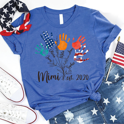 Personalized 4th Of July Gift For Grandma - Grandma Flower Hand Kids