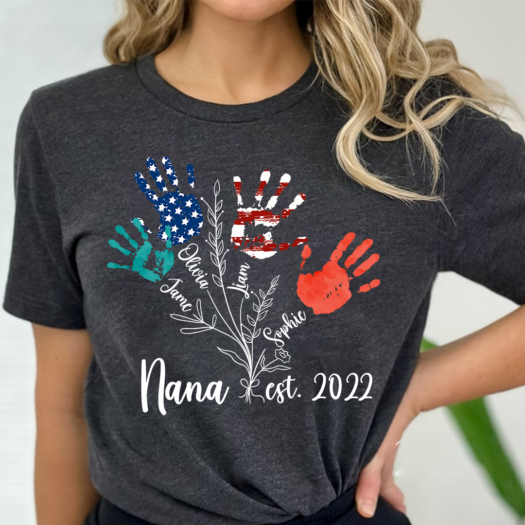Personalized 4th Of July Gift For Grandma - Grandma Flower Hand Kids