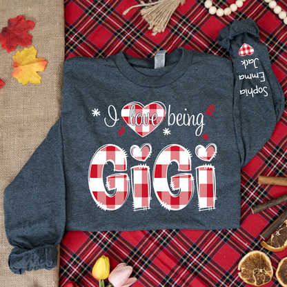 I love being Grandma Buffalo Plaid And Grandkids 2024 Longsleeve
