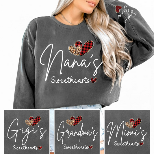 Nana’s Sweethearts Personalized Sweatshirt With Grandkids Names, Custom Grandma Crewneck Gift