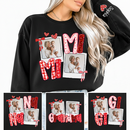 Personalized Mimi Photo Sweatshirt, Custom Grandma Crewneck with Grandbaby Pictures, Mimi Valentine Family Gift