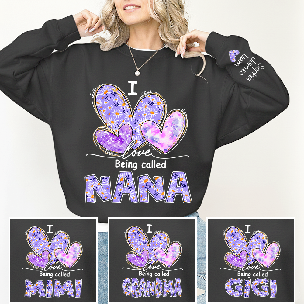 I Love Being Called Nana Purple Sweatshirt – Personalized Nana Shirt With Grandkids Names