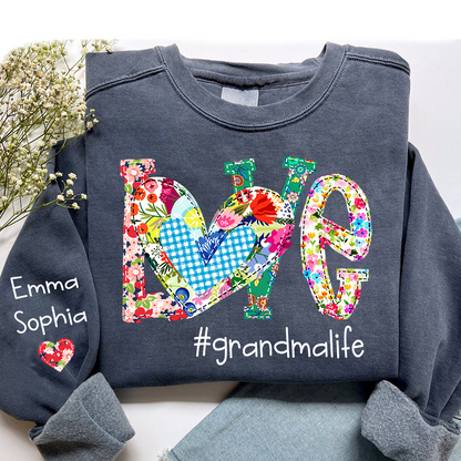 Love Grandma Life Floral Color And Kids Sweatshirt