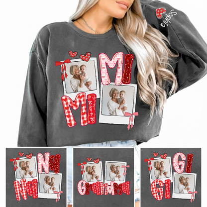 Personalized Mimi Photo Sweatshirt, Custom Grandma Crewneck with Grandbaby Pictures, Mimi Valentine Family Gift