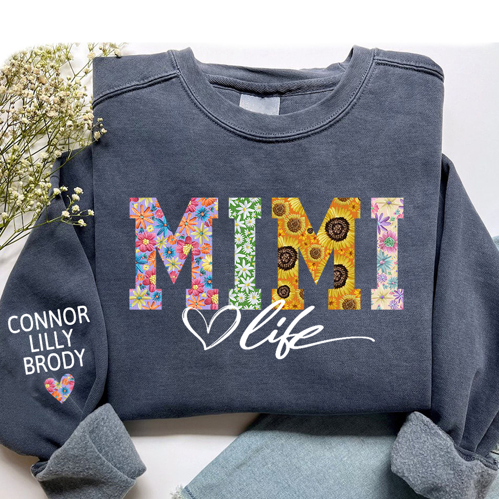 Custom Mimi Life Flower And Kids Sweatshirt