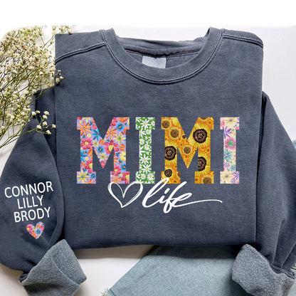 Custom Mimi Life Flower And Kids Sweatshirt