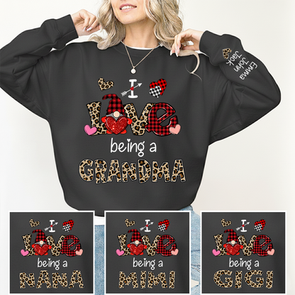 Custom I Love Being A Grandma Leopard – Valentine Sweatshirt with Grandkids Names for Mimi Nana Gigi