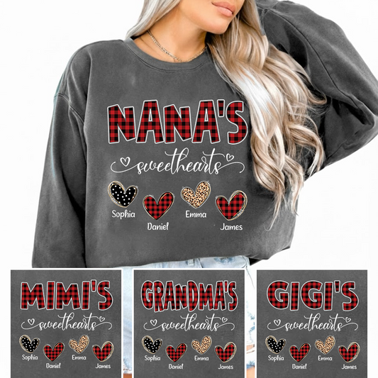 Nana’s Sweethearts Personalized Sweatshirt, Custom Grandma Sweatshirt With Grandchildren Names