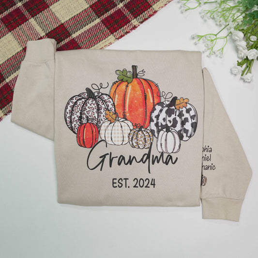 Pumpkin Grandma Est Year And Kids CTH01 Sweatshirt