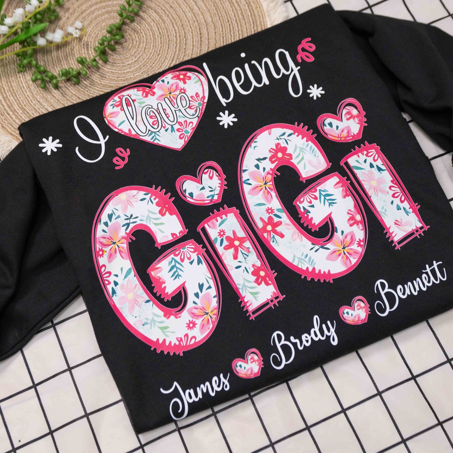 I Love Being Gigi Custom Grandma and Grandkids Sweatshirt