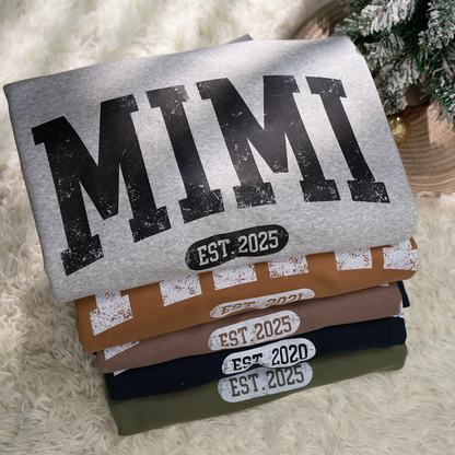 Personalized Mama Est And Kids Women Oversized Sweatshirts Thumbhole Long Sleeve, Thumbhole Fall Side Slit Pullover Sweatshirt Oversized