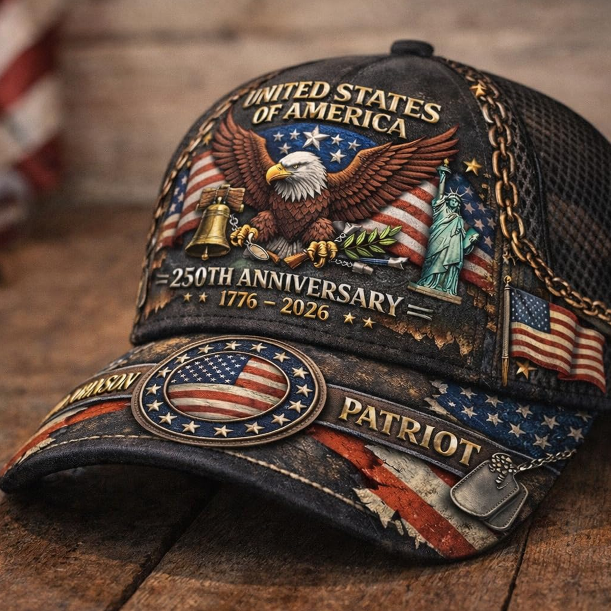 250th Anniversary USA Hat - Custom United States 250th Anniversary Hat 3D Printed Baseball Cap