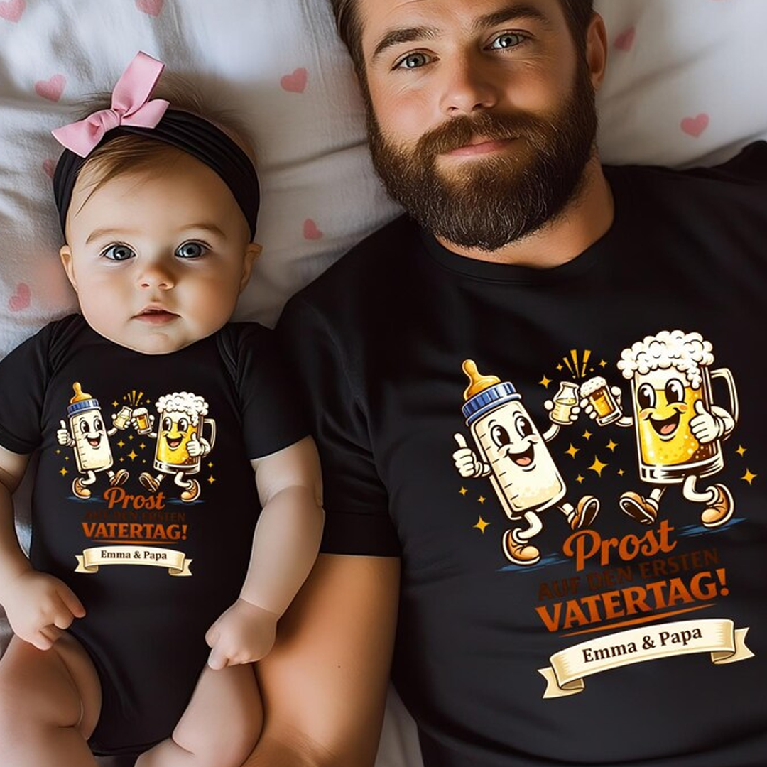 Dad & Baby Matching Outfit for Father's Day, T-Shirt and Baby Bodysuit as a Gift for Dad