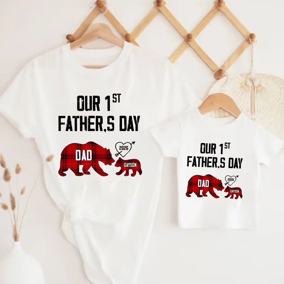 Daddy Bear, Personalized Our First Mothers Day Mommy and Baby Matching Outfits Shirts