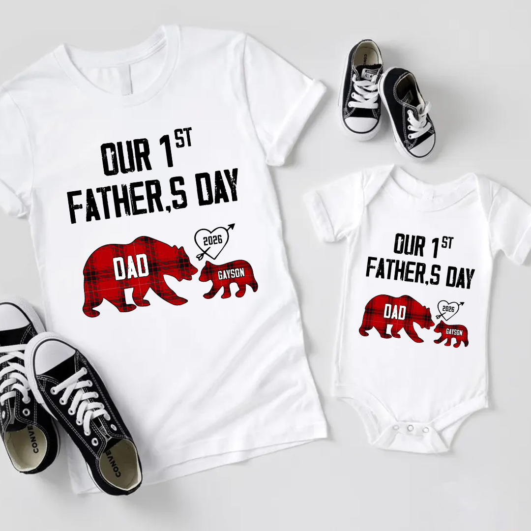 Daddy Bear, Personalized Our First Mothers Day Mommy and Baby Matching Outfits Shirts