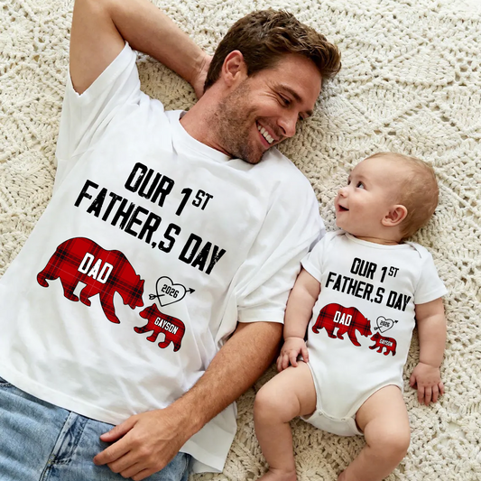 Daddy Bear, Personalized Our First Mothers Day Mommy and Baby Matching Outfits Shirts