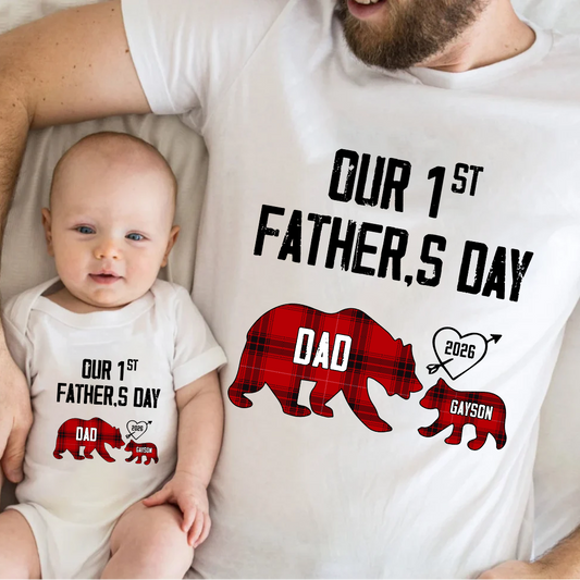 Daddy Bear, Personalized Our First Mothers Day Mommy and Baby Matching Outfits Shirts